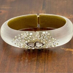 Authentic Alexis Bittar Lucite Crystal Hinged Bangle Bracelet